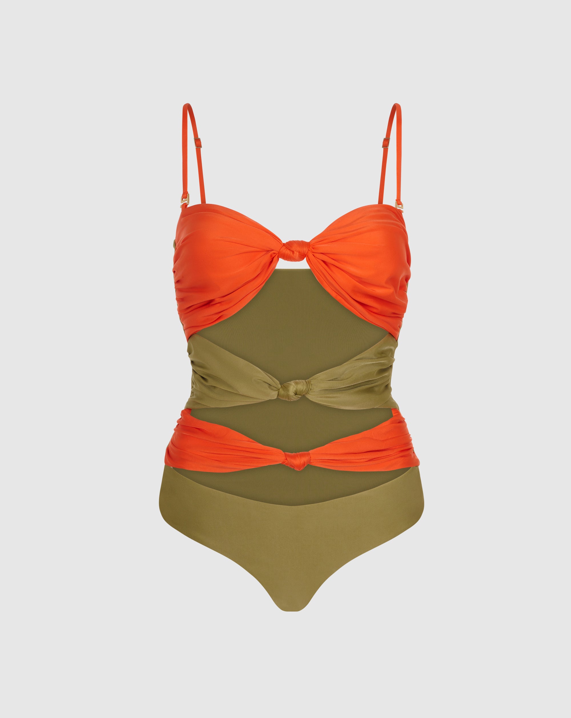 Copacabana One Piece Swimsuit - Vibrant Orange/Green Pistache